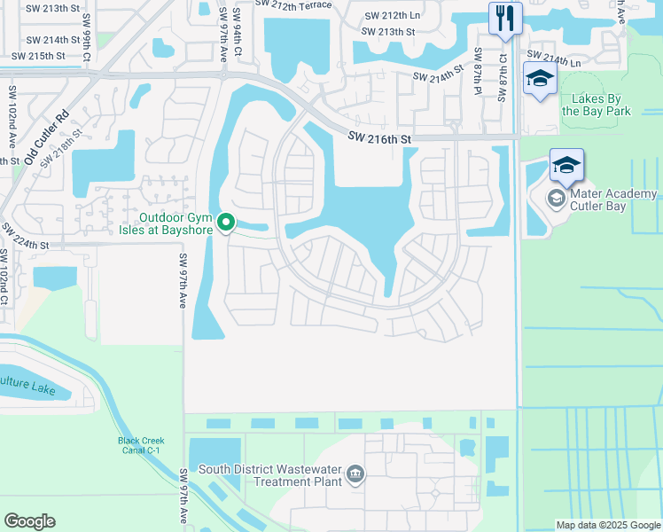 map of restaurants, bars, coffee shops, grocery stores, and more near in Cutler Bay