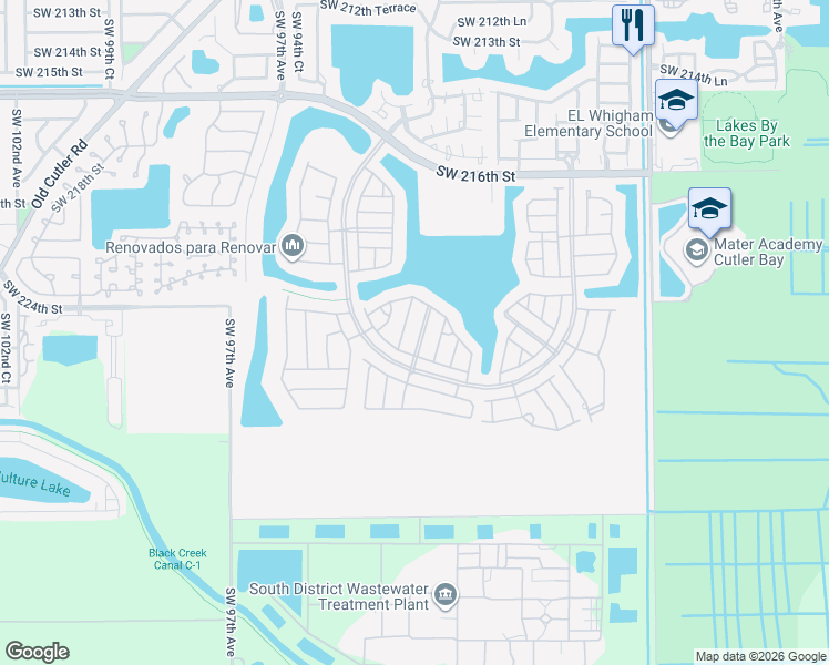 map of restaurants, bars, coffee shops, grocery stores, and more near in Cutler Bay