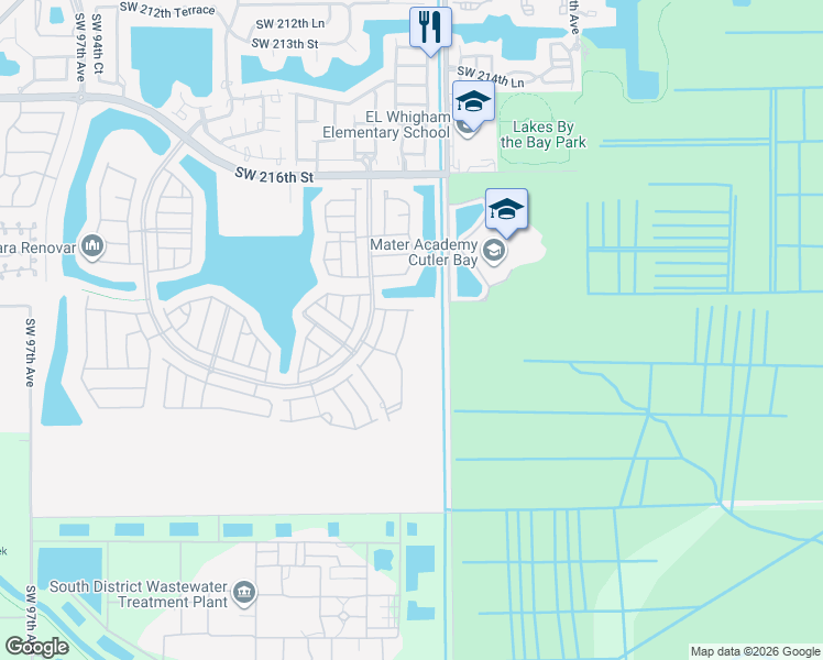 map of restaurants, bars, coffee shops, grocery stores, and more near 22411 Southwest 88th Place in Cutler Bay