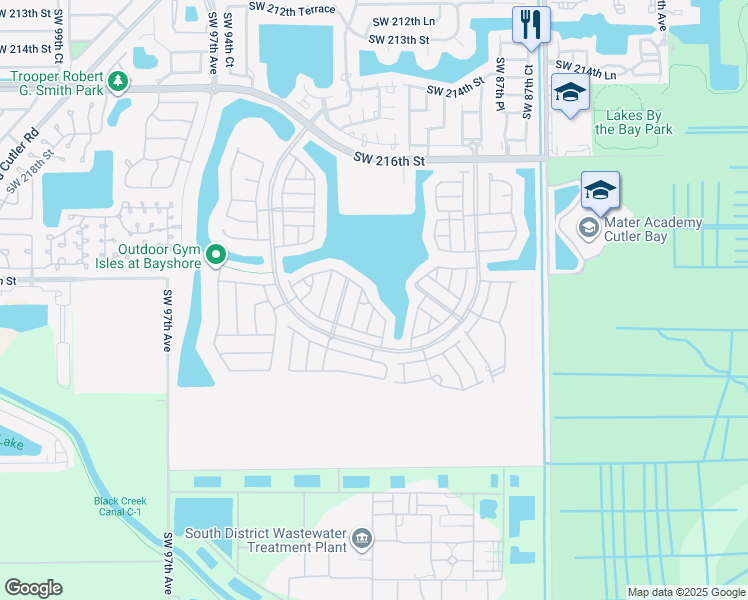 map of restaurants, bars, coffee shops, grocery stores, and more near 9115 Southwest 227th Street in Cutler Bay