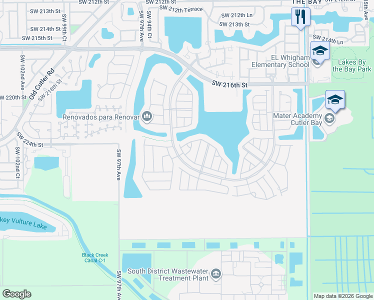 map of restaurants, bars, coffee shops, grocery stores, and more near 9257 Southwest 227th Street in Miami