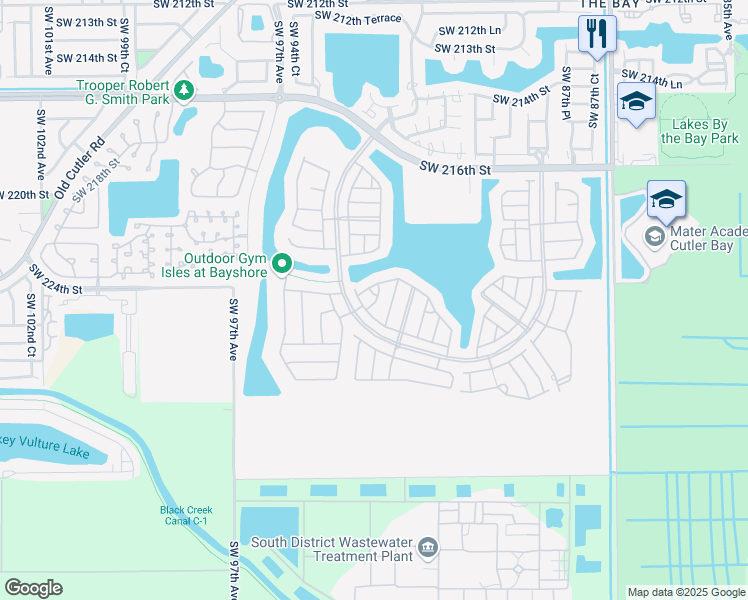 map of restaurants, bars, coffee shops, grocery stores, and more near 9269 Southwest 227th Street in Cutler Bay
