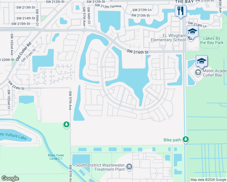 map of restaurants, bars, coffee shops, grocery stores, and more near 9303 Southwest 227th Street in Cutler Bay