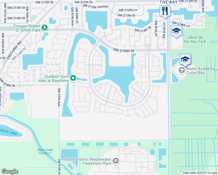 map of restaurants, bars, coffee shops, grocery stores, and more near in Cutler Bay