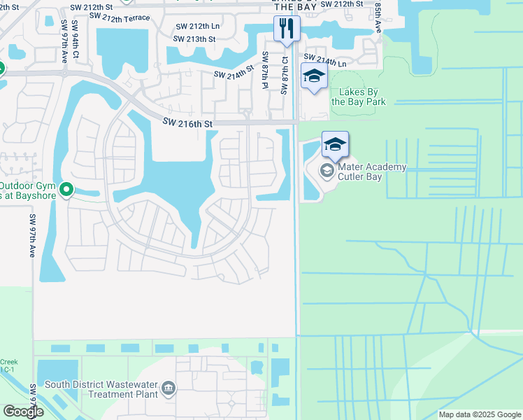 map of restaurants, bars, coffee shops, grocery stores, and more near 22411 Southwest 88th Place in Cutler Bay