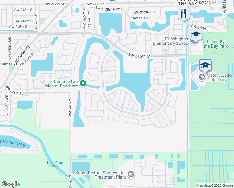 map of restaurants, bars, coffee shops, grocery stores, and more near 9269 Southwest 227th Street in Cutler Bay