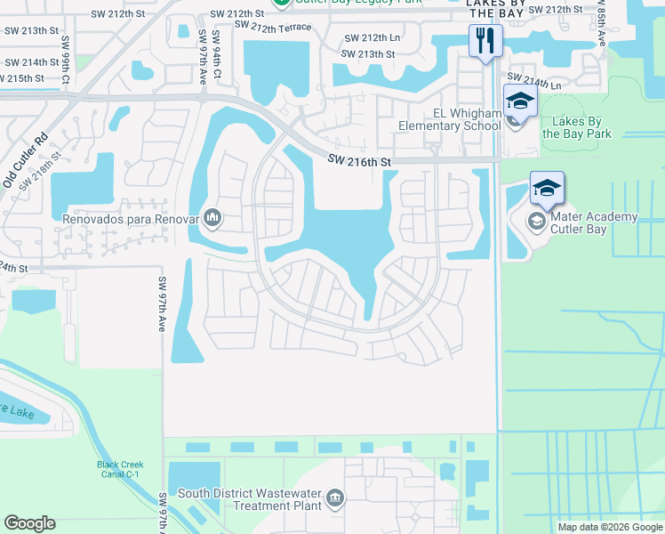 map of restaurants, bars, coffee shops, grocery stores, and more near in Cutler Bay