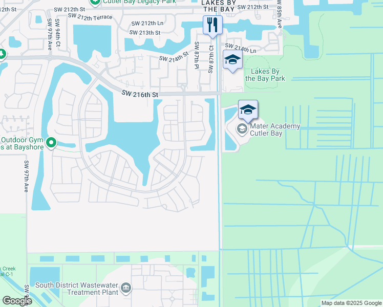 map of restaurants, bars, coffee shops, grocery stores, and more near 22551 Southwest 88th Place in Miami