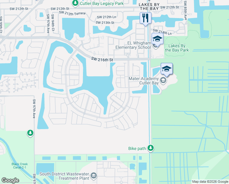 map of restaurants, bars, coffee shops, grocery stores, and more near 22408 Southwest 89th Path in Cutler Bay