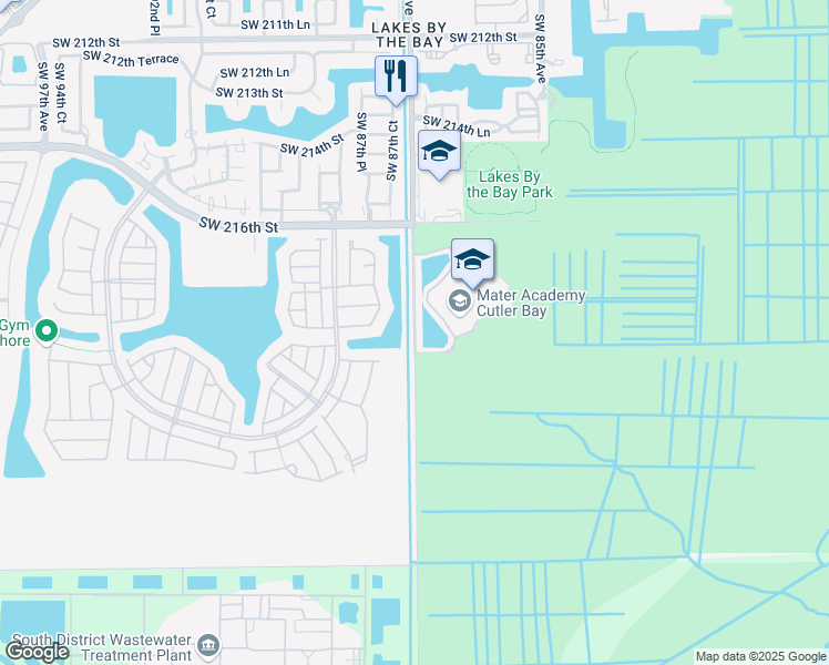 map of restaurants, bars, coffee shops, grocery stores, and more near Galloway Road in Miami