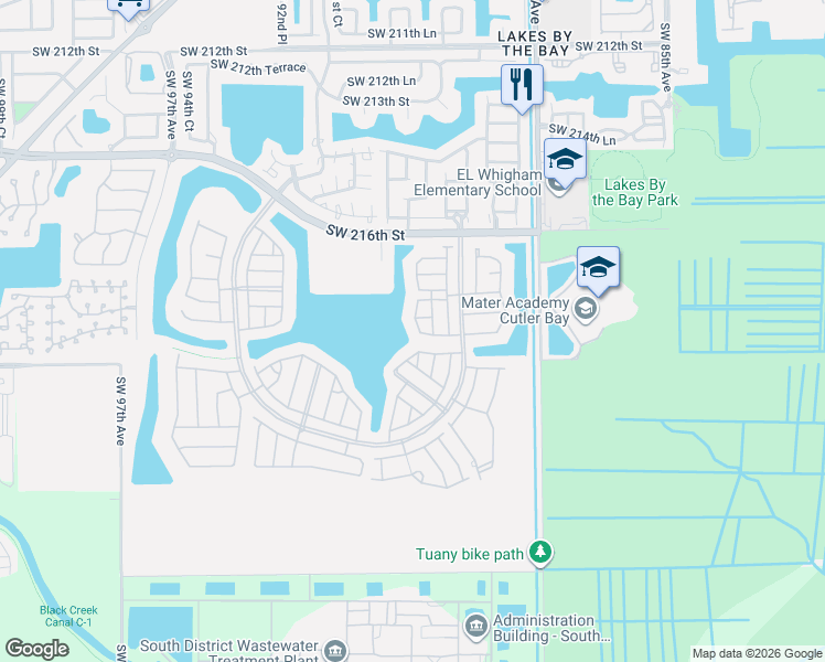 map of restaurants, bars, coffee shops, grocery stores, and more near 22408 Southwest 89th Path in Cutler Bay