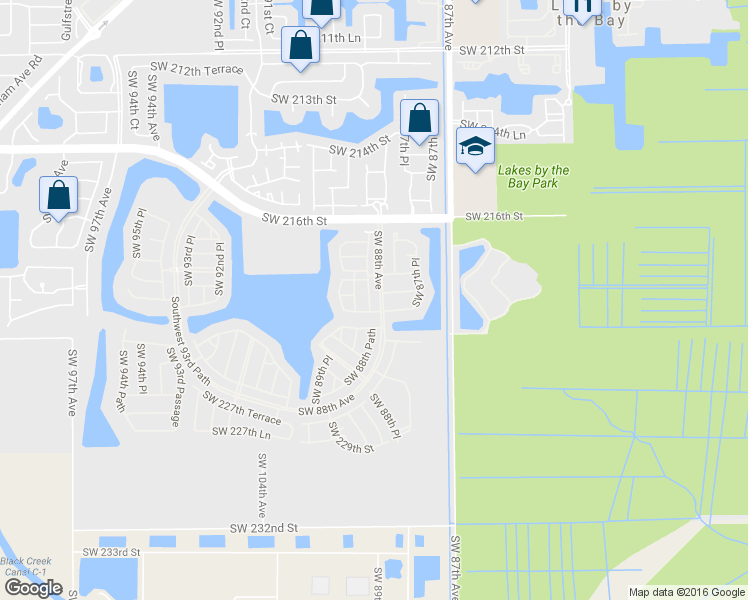 map of restaurants, bars, coffee shops, grocery stores, and more near 8904 Southwest 223rd Terrace in Cutler Bay