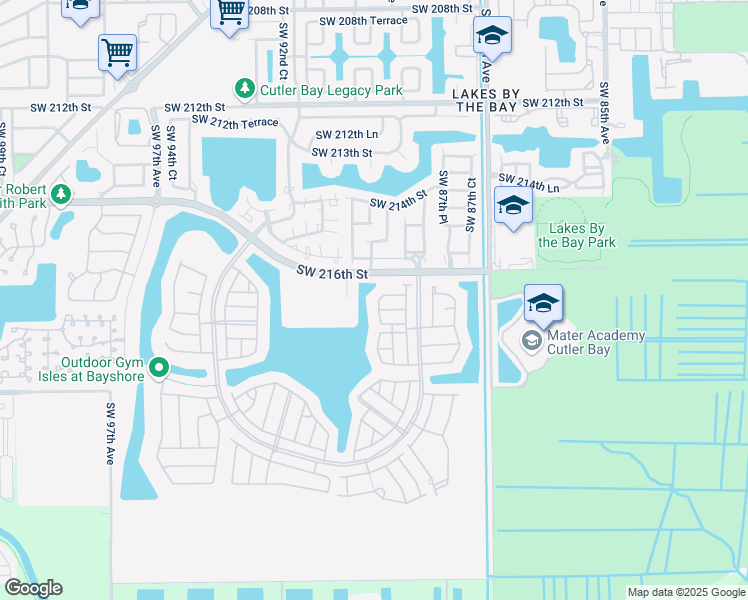 map of restaurants, bars, coffee shops, grocery stores, and more near 22026 Southwest 89th Court in Cutler Bay