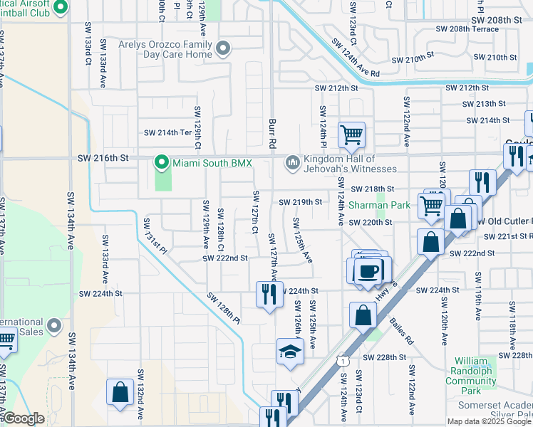 map of restaurants, bars, coffee shops, grocery stores, and more near 21918 Southwest 127th Avenue in Goulds