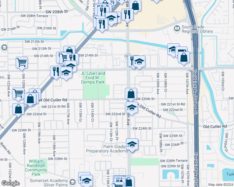 map of restaurants, bars, coffee shops, grocery stores, and more near in Goulds