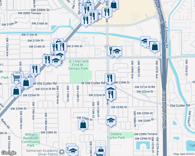 map of restaurants, bars, coffee shops, grocery stores, and more near in Goulds