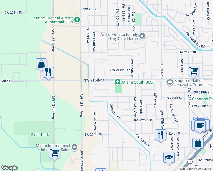 map of restaurants, bars, coffee shops, grocery stores, and more near 21600 Southwest 131st Court in Goulds