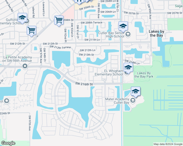 map of restaurants, bars, coffee shops, grocery stores, and more near 21434 Southwest 89th Place in Cutler Bay