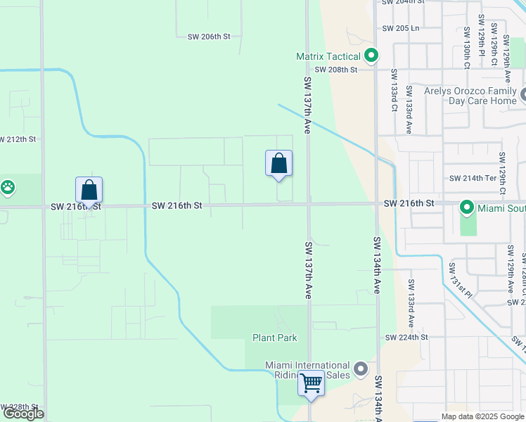 map of restaurants, bars, coffee shops, grocery stores, and more near 13820 Southwest 216th Street in Miami