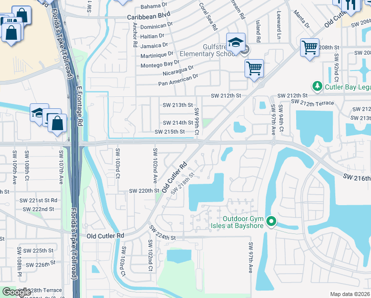 map of restaurants, bars, coffee shops, grocery stores, and more near 21641 Ingraham Avenue Road in Miami