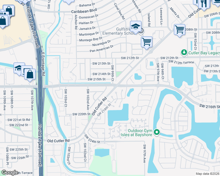 map of restaurants, bars, coffee shops, grocery stores, and more near 21641 Ingraham Avenue Road in Miami