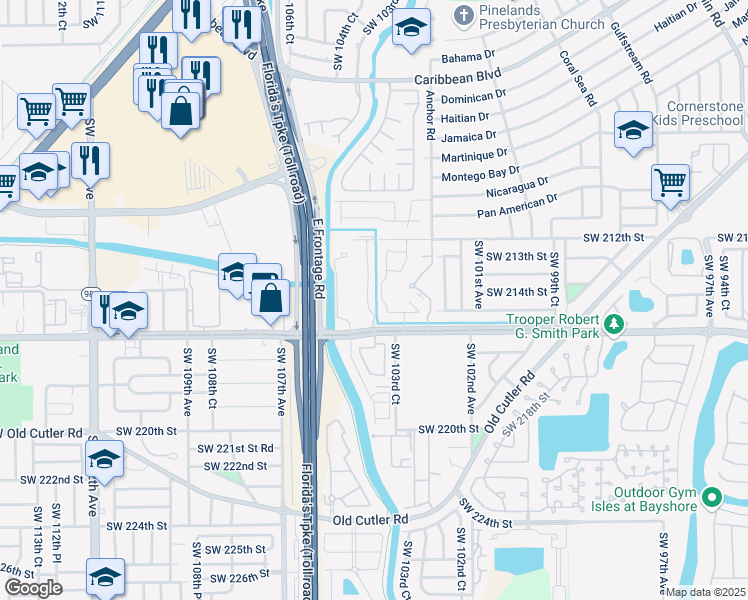map of restaurants, bars, coffee shops, grocery stores, and more near in Miami-Dade County