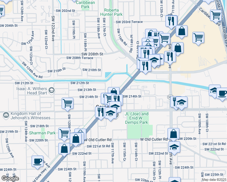 map of restaurants, bars, coffee shops, grocery stores, and more near in Goulds
