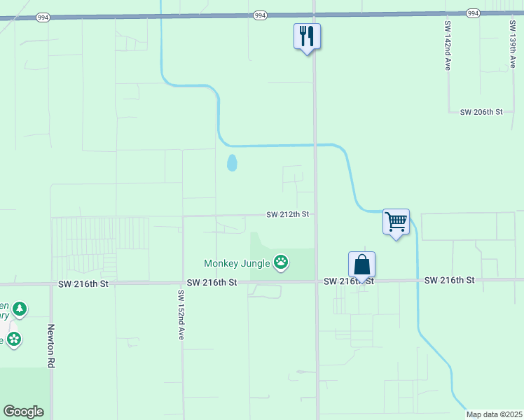 map of restaurants, bars, coffee shops, grocery stores, and more near 14875 Southwest 212th Street in Miami