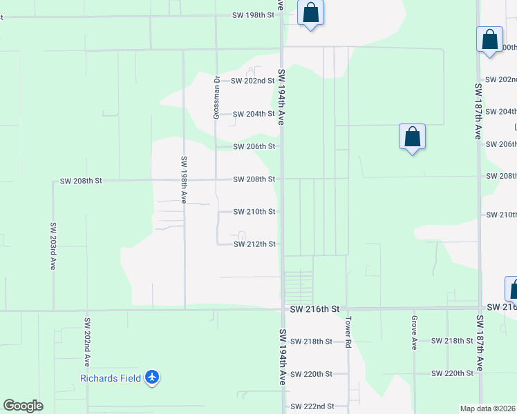 map of restaurants, bars, coffee shops, grocery stores, and more near 19491 Southwest 210th Street in Miami