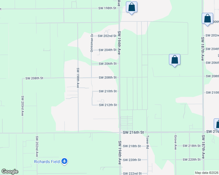 map of restaurants, bars, coffee shops, grocery stores, and more near 19441-19491 Southwest 210th Street in Miami