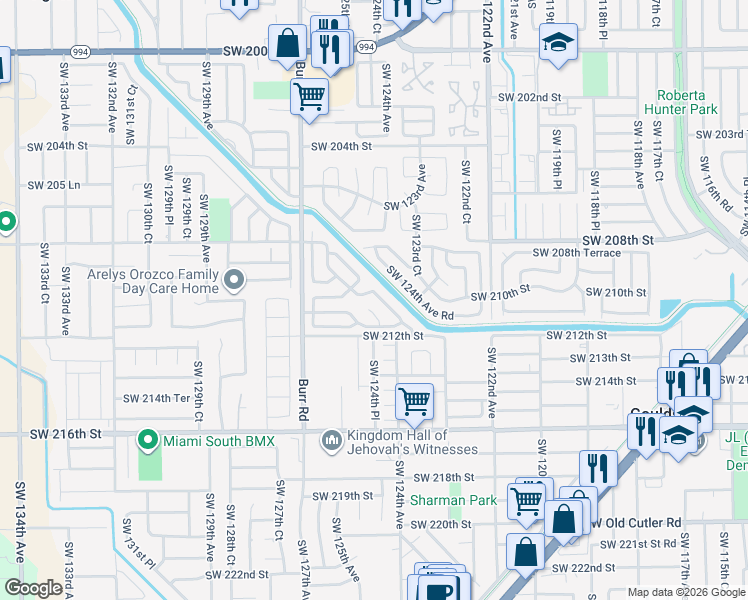 map of restaurants, bars, coffee shops, grocery stores, and more near 21026 Southwest 125th Place in Miami