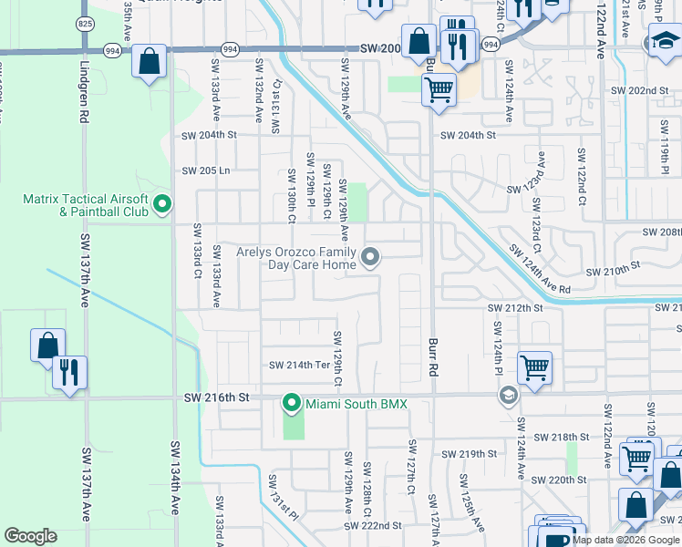 map of restaurants, bars, coffee shops, grocery stores, and more near 12932 Southwest 209th Terrace in Miami