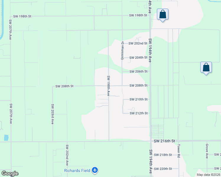map of restaurants, bars, coffee shops, grocery stores, and more near 20841 Southwest 198th Avenue in Miami