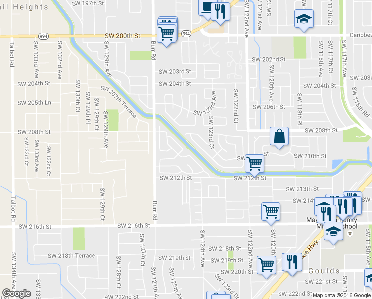 map of restaurants, bars, coffee shops, grocery stores, and more near 21031 Southwest 125th Avenue Road in Miami