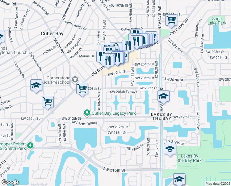 map of restaurants, bars, coffee shops, grocery stores, and more near in Quail Heights