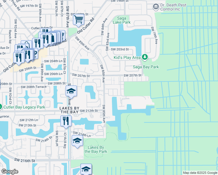 map of restaurants, bars, coffee shops, grocery stores, and more near 20845 Southwest 85th Court in Cutler Bay