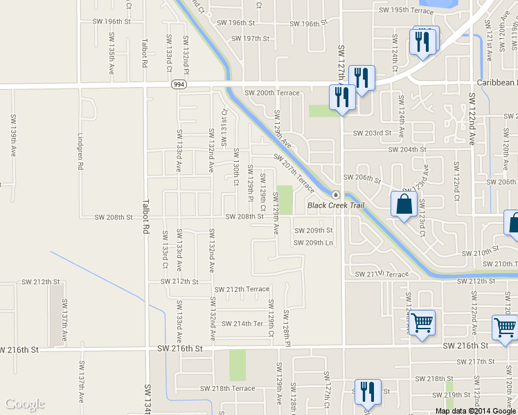 map of restaurants, bars, coffee shops, grocery stores, and more near 20795 Southwest 129th Court in Miami