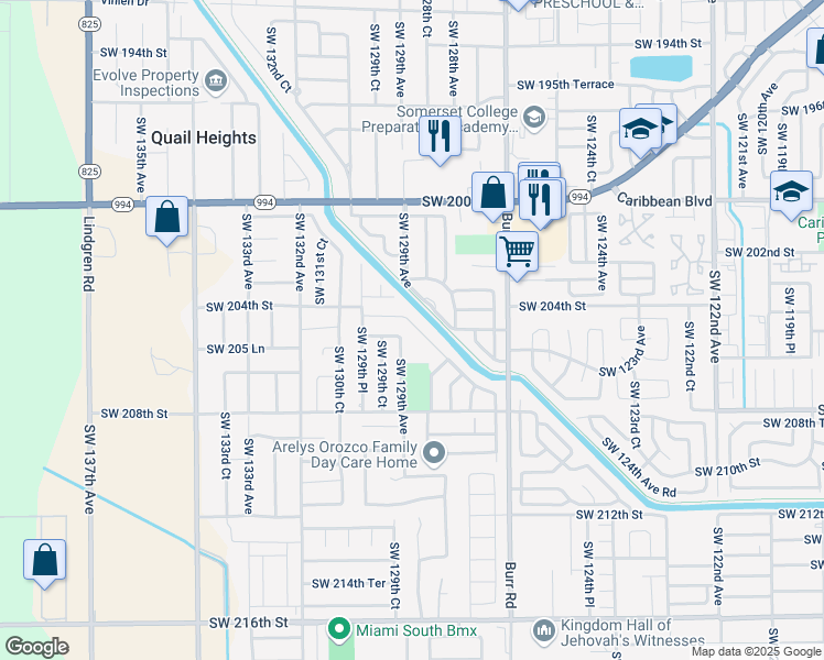 map of restaurants, bars, coffee shops, grocery stores, and more near 12861 Southwest 207th Terrace in Miami