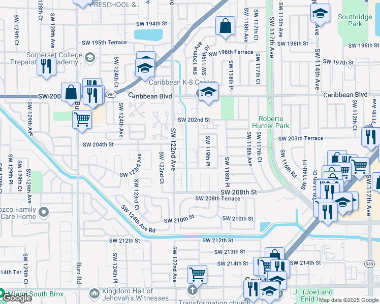 map of restaurants, bars, coffee shops, grocery stores, and more near 12025 Southwest 206th Street in Miami
