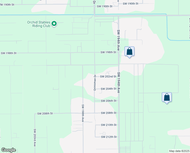 map of restaurants, bars, coffee shops, grocery stores, and more near 20201 Southwest 197th Avenue in Miami