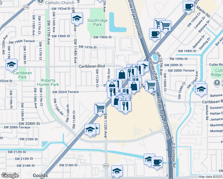 map of restaurants, bars, coffee shops, grocery stores, and more near 20325 Southwest 110th Court in Miami
