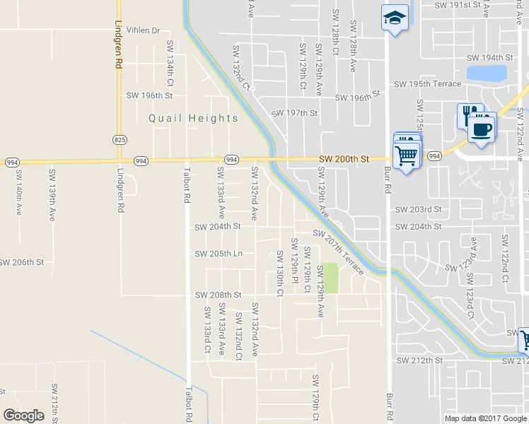 map of restaurants, bars, coffee shops, grocery stores, and more near 20304 Southwest 131st Court in Miami