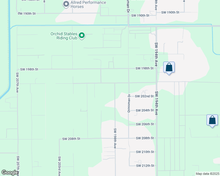 map of restaurants, bars, coffee shops, grocery stores, and more near 19880 Southwest 200th Street in Miami