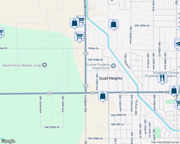 map of restaurants, bars, coffee shops, grocery stores, and more near 19602 Southwest 136th Avenue in Miami