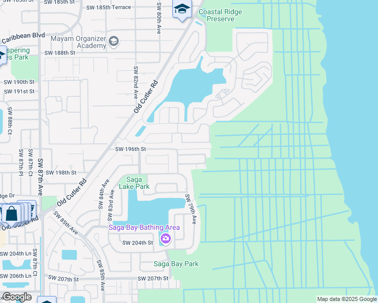 map of restaurants, bars, coffee shops, grocery stores, and more near 7871 Southwest 196th Terrace in Miami