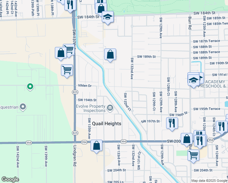 map of restaurants, bars, coffee shops, grocery stores, and more near 13350 SW 192nd St in Miami
