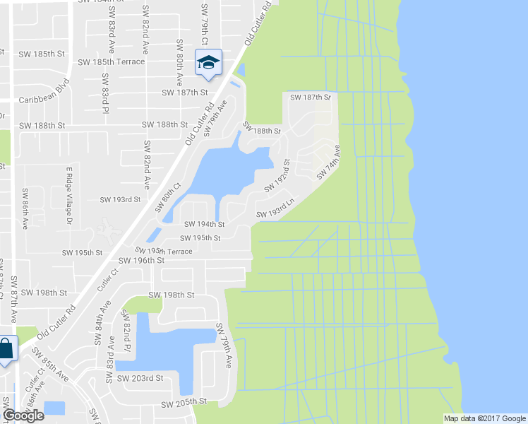 map of restaurants, bars, coffee shops, grocery stores, and more near 7755 Southwest 193rd Lane in Miami