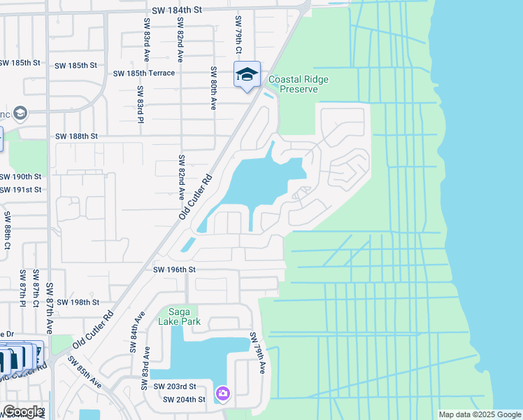 map of restaurants, bars, coffee shops, grocery stores, and more near 7883 Southwest 193rd Street in Cutler Bay