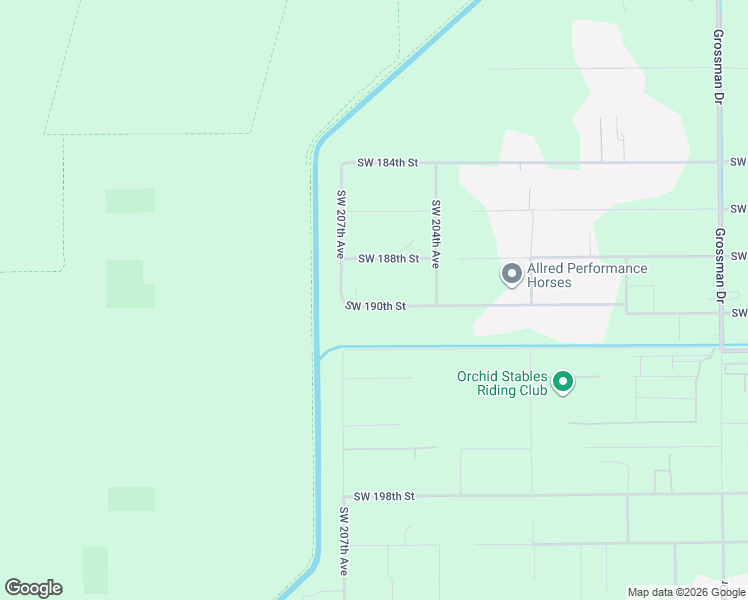 map of restaurants, bars, coffee shops, grocery stores, and more near 20595 Southwest 190th Street in Miami
