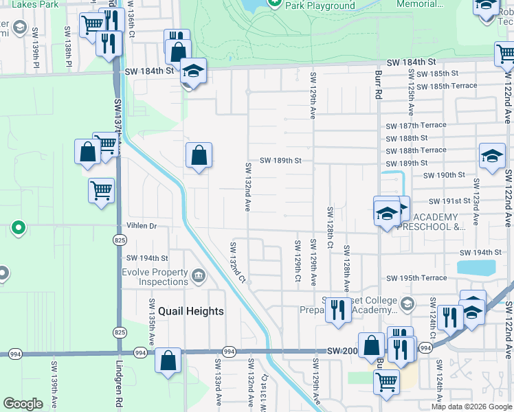 map of restaurants, bars, coffee shops, grocery stores, and more near 13162 Southwest 191st Terrace in Miami